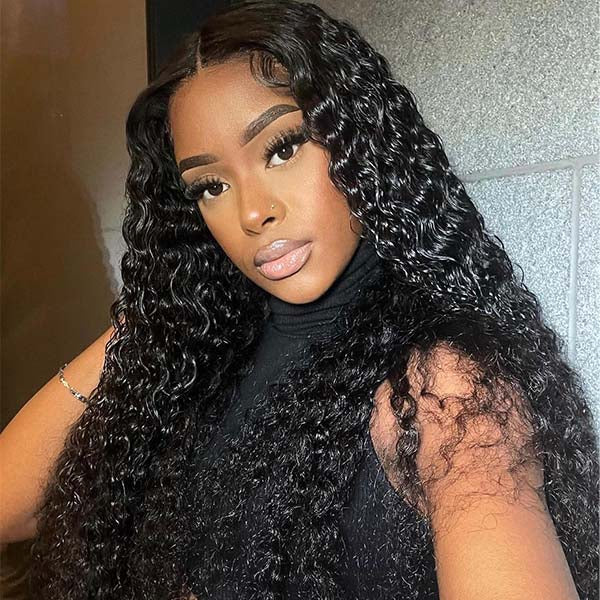 OQ Hair Water Wave Invisi-Drawstring Flexible Fit 360 Lace Frontal Glueless Wig With Bleached Knots