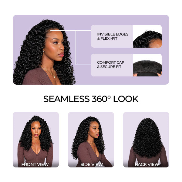 24h Shipping | Water Wave Half Wig Seamless Blend No Leave Out Glueless Human Hair Wig