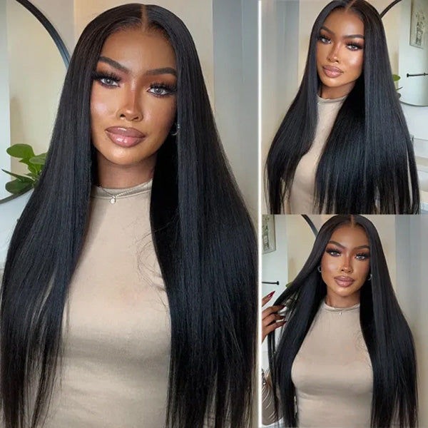 OQ HAIR Yaki Straight 9x6 Skin HD Lace Seamless Blend Wear Go Wig Long Length Glueless Install