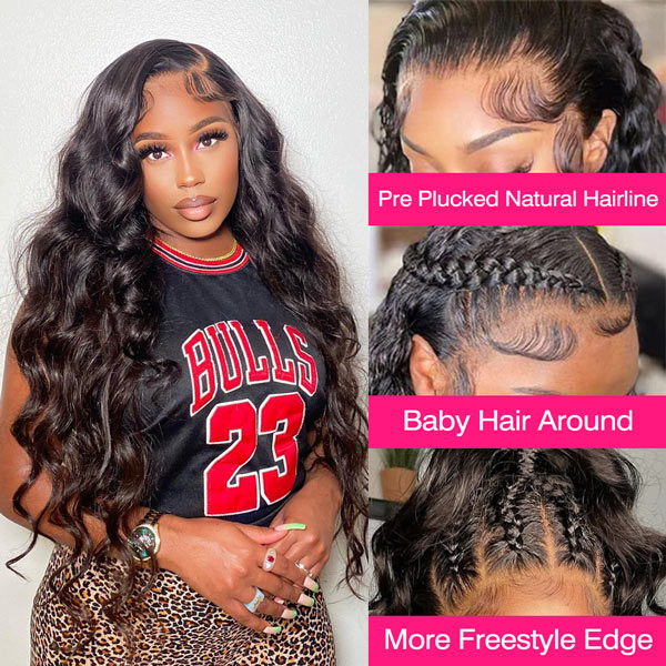 Body Wave 13x4 13x6 HD Lace Frontal Wig Skin Melt Human Hair Wig With Natural Hairline