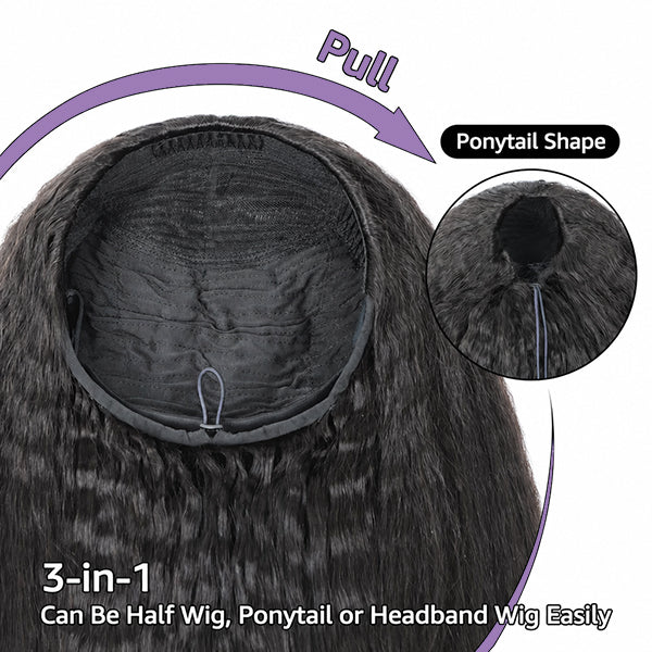 3 In 1 Half Wig | Burmese Curly Highlight 1B/30 Color Wear Go Half Wig Snug Fit
