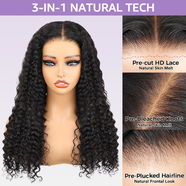 Deep Wave Pre Bleached Hair Knots Deep Curly Human Hair Lace Front Wigs On Sale