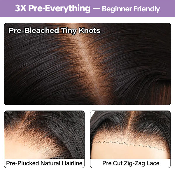 OQ HAIR Chestnut Brown Color Body Wave Human Hair Wigs Pre-Styled Butterfly Cut Layered Wavy 7x5 Pre Everythinbg Glueless Wig