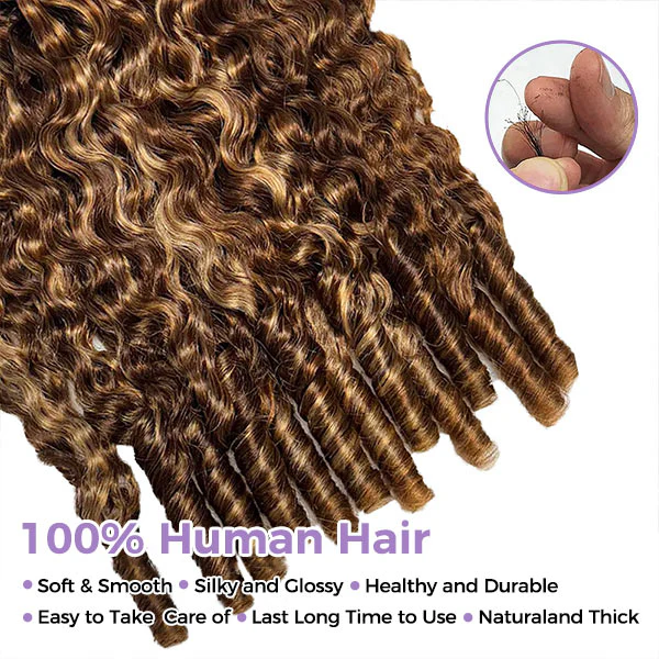 OQ HAIR Highlight 4/27 Burmese Curly Crochet Human Hair With Miracle Knots for Easy Install