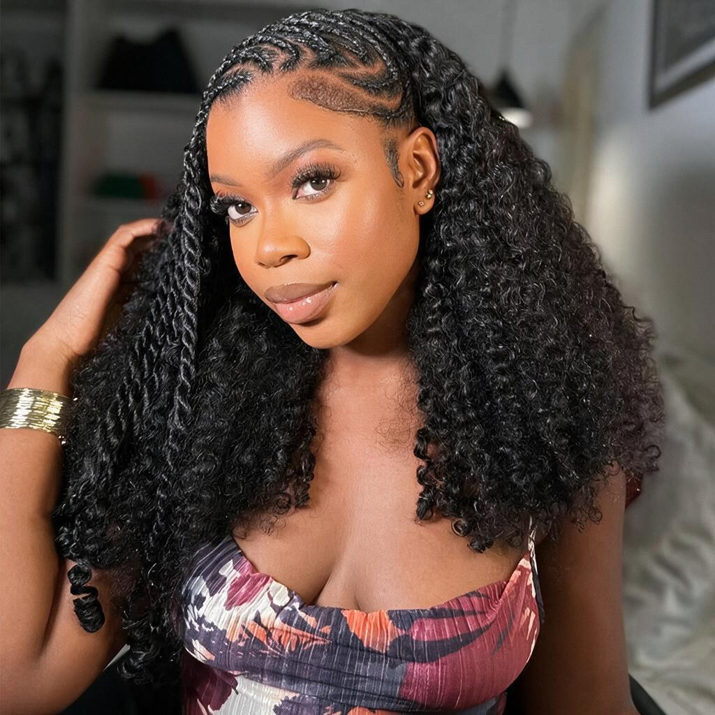 24H Shipping | Afro Curly Wear Go Half Wig With Drawstring Seamless Melt Beginner Friendly
