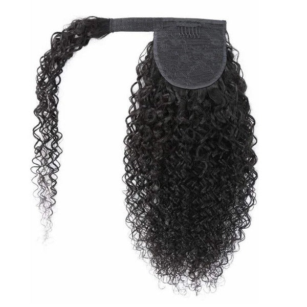 Water Wave Ponytail With Clip In 100% Human Hair Wrap-around Magic Velcro Ponytail Extension Quality Hair