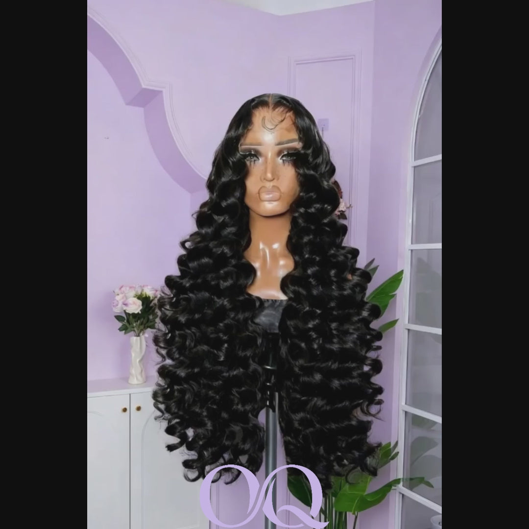 Brazilian Virgin Loose Wave Human Hair Pre plucked Lace Front Wigs Natural Black