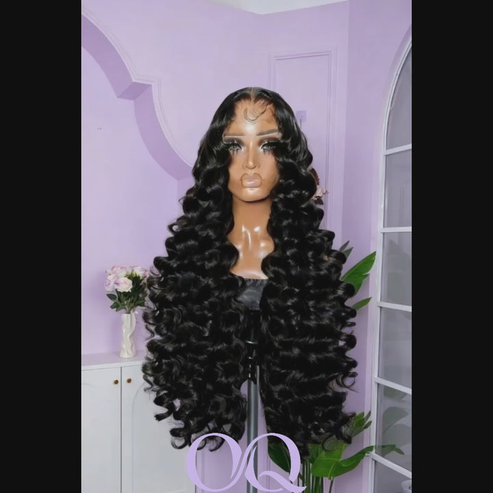 Brazilian Virgin Loose Wave Human Hair Pre plucked Lace Front Wigs Natural Black