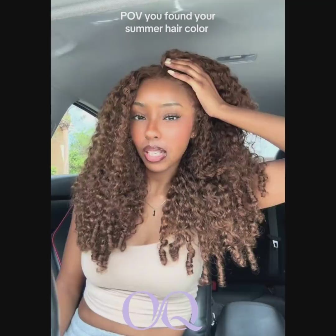 OQ HAIR Chocolate Brown Glueless Burmese Curly Pre-Cut 13x6 Lace Wear Go Wig Adjustable Drawstring For Perfect Fit