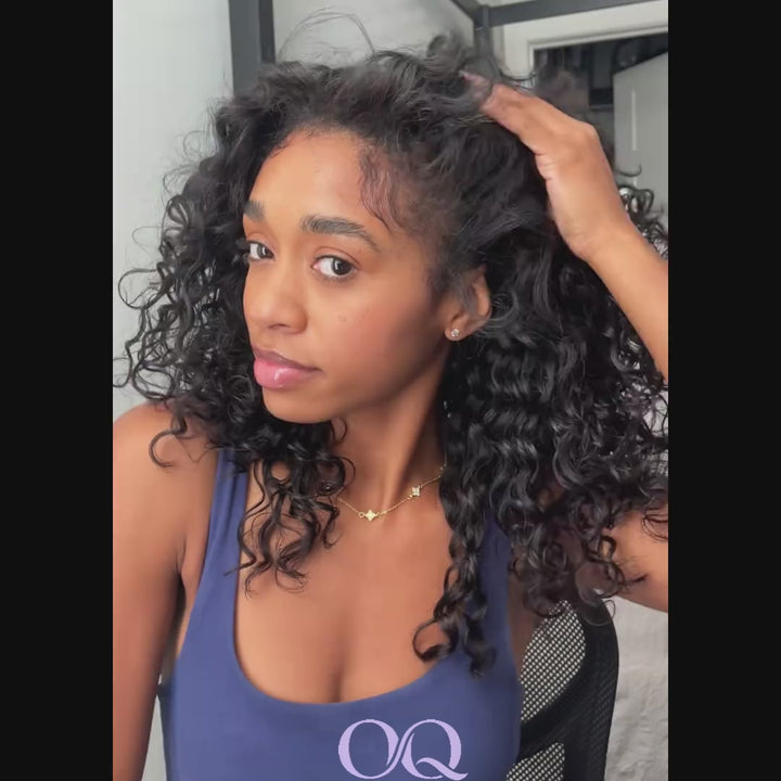 3 In 1 Half Wig Glueless Indian Curly Elastic Drawstring Natural Blend Wear Go Half Wig Easy To Install