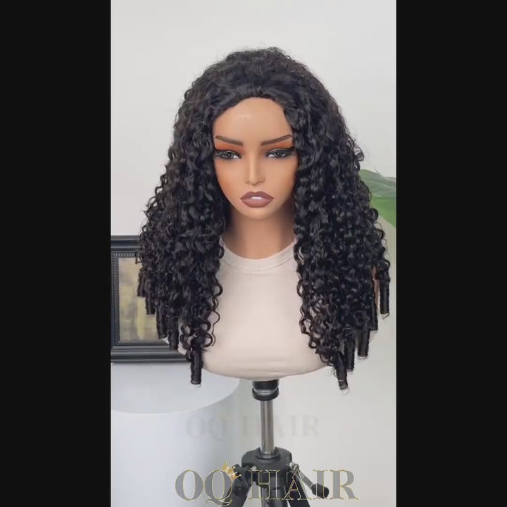 3 In 1 Half Wig | Burmese Curly Glueless Wear Go Half Wig With Elastic Drawstring Seamless Flip Over Wig