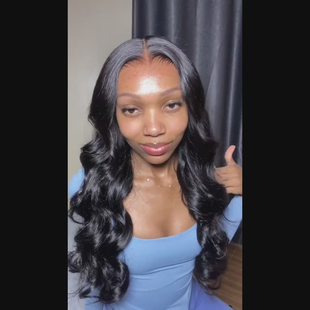 Unprocessed Soft and Healthy Hair Body Wave Lace Front Wig Skin Melt HD Lace Wigs Brazilian Human Virgin Hair Natural Black