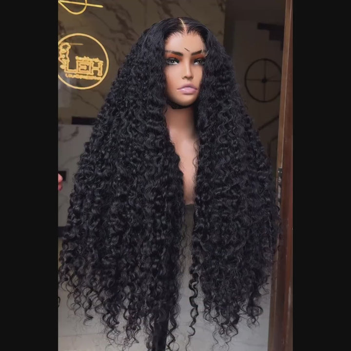 OQ HAIR Water Wave Wear Go Wig Pre-cut 7x5 HD Lace Bleached Knots Wig With Pre-plucked Hairline