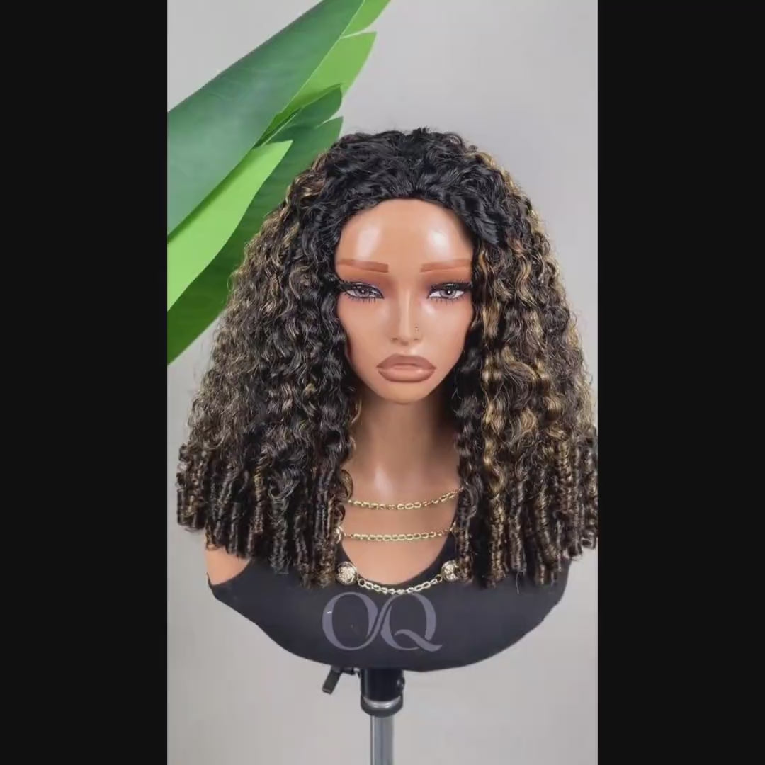 3 In 1 Half Wig | Burmese Curly Highlight 1B/30 Color Wear Go Half Wig Snug Fit
