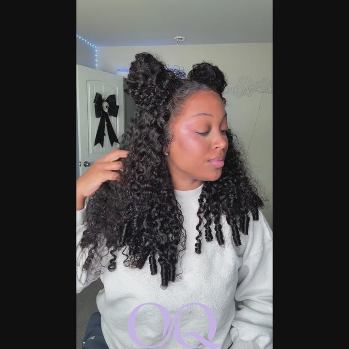 OQ HAIR Burmese Curly Flexible Fit Elastic Drawstring Wear Go Glueless Wig Pre-cut 13x6 HD Lace Frontal Human Hair