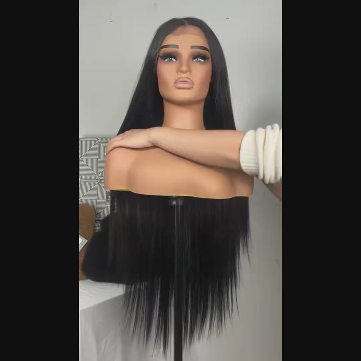 OQ HAIR Sleek Straight Pre-cut 7x5 HD Lace Wear Go Glueless Wig Bleached Invisible Knots