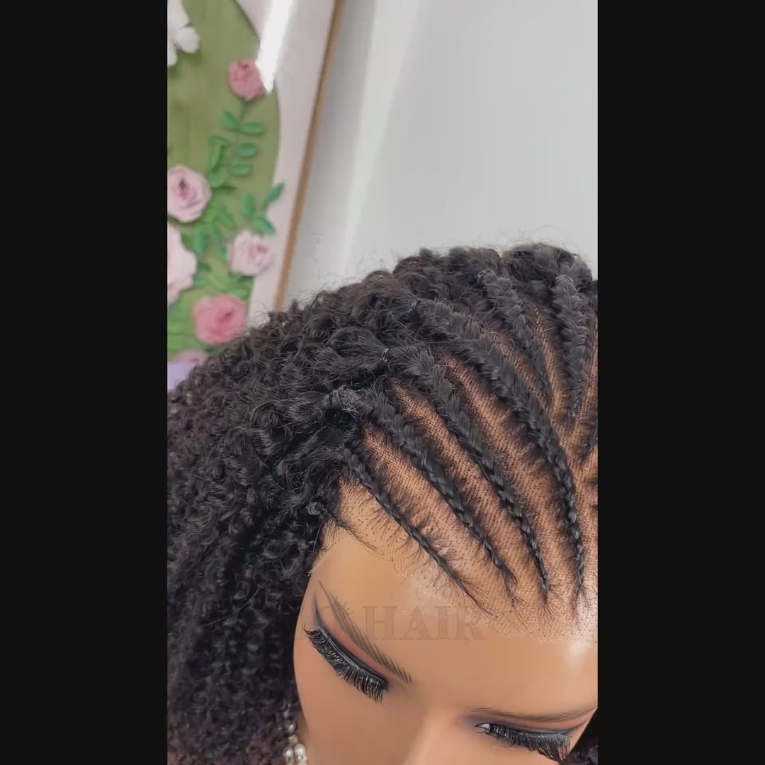 OQ HAIR M-Cap Afro Curly Glueless Wig Pre Braided Snug Fit Bleached Knots Pre-cut 9x6 Lace Wear Go Wig With Elastic Drawstring
