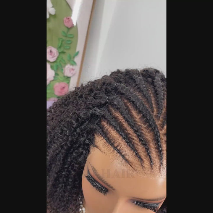 OQ HAIR M-Cap Afro Curly Glueless Wig Pre Braided Snug Fit Bleached Knots Pre-cut 9x6 Lace Wear Go Wig With Elastic Drawstring