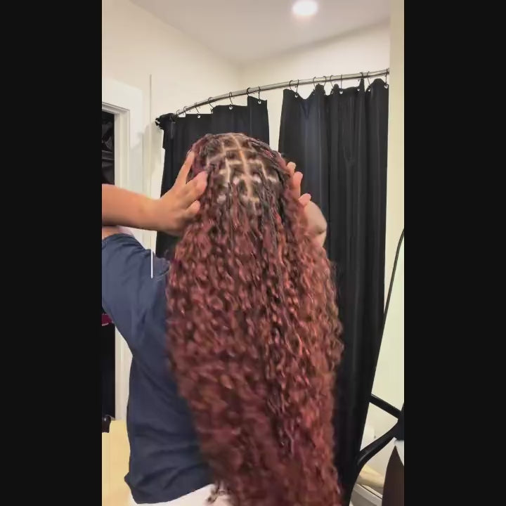 OQ HAIR Breathable Reddish Brown Burmese Curly Crochet Human Hair Seamless Blend For Daily Wear