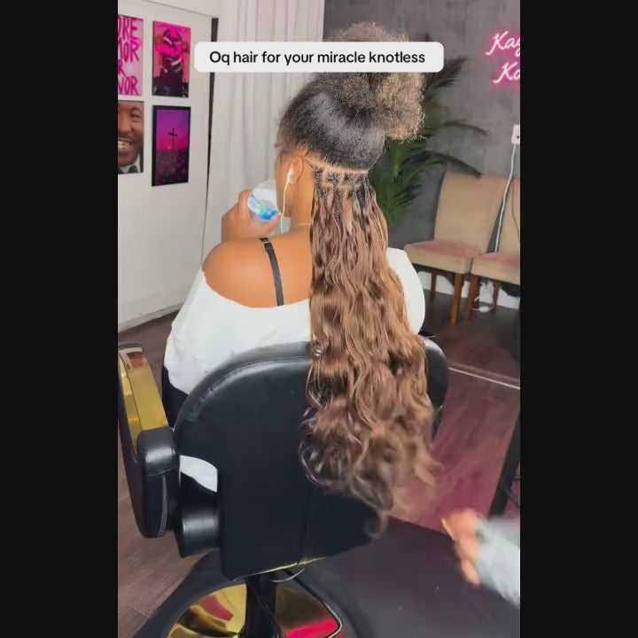 OQ HAIR Body Wave Chocolate Brown Crochet Human Hair Lightweight & Reusable Beginner Friendly Style