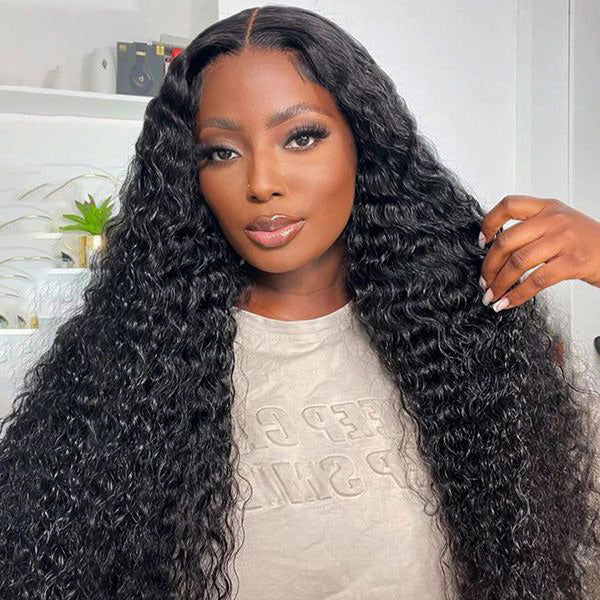Clearance Sale | Pre Cut Lace Water Wave Wear Go Glueless Wigs 4x4 Lace Closure Wigs Wet And Wavy PrePlucked 180% Density