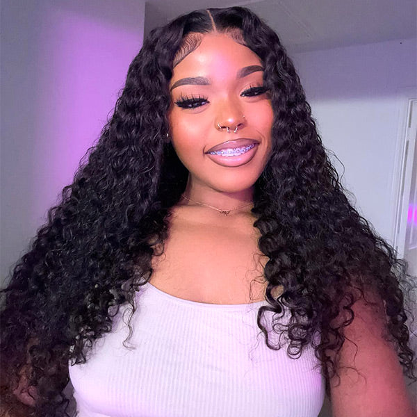 OQ HAIR M-Cap Water Wave Pre Cut 9x6 HD Lace Wear Go Glueless Wigs Pre Bleached Tiny Knots Wet And Wavy Lace Front Wigs Human Hair