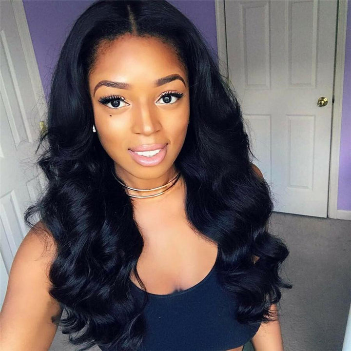 Gorgeous Body Wave Human Hair 4 Bundles with 4*4 Lace Clsoure Natural Black -OQHAIR