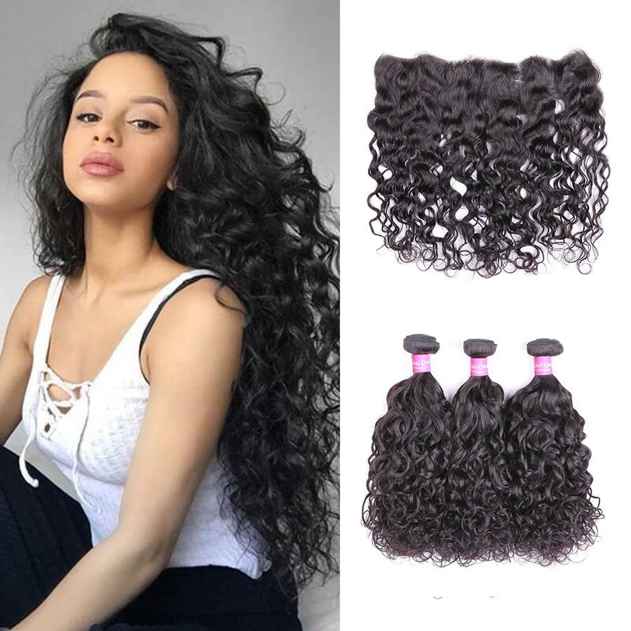 9A Natural Wave Human Hair 3 Bundles with 13*4 Lace Frontal Natural Black -OQHAIR - ORIGINAL QUEEN HAIR