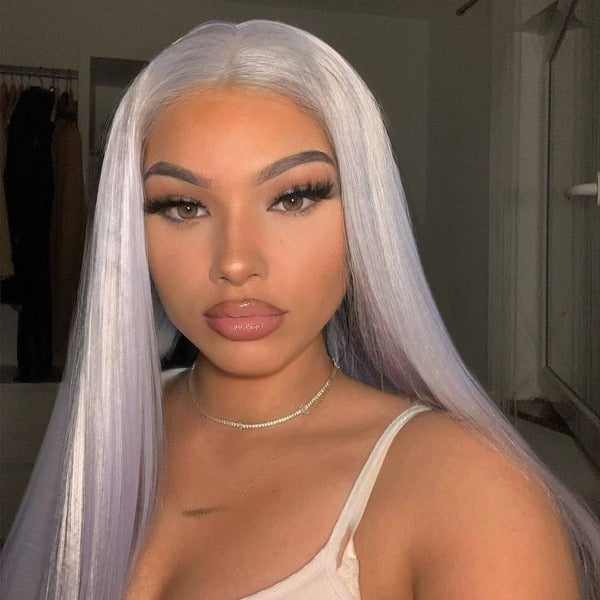 Grey Human Hair Wigs 13x4 Straight Lace Front Wig