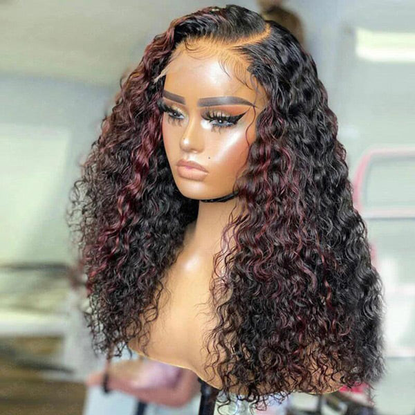 highlight Wig Water Wave Human Hair 13x4 HD Lace Front Wigs Preplucked
