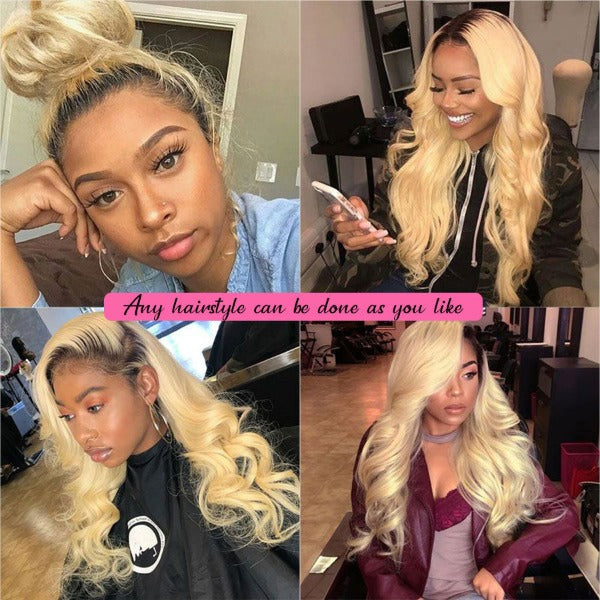 Honey Blonde Ombre 1B/613 Hair Color Lace Front Wig