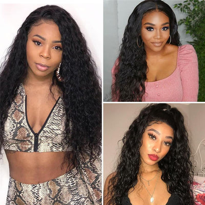 Indian 13X6 Undetectable Transparent Lace Water Wave Grade Human Hair Lace Front Wigs -OQHAIR