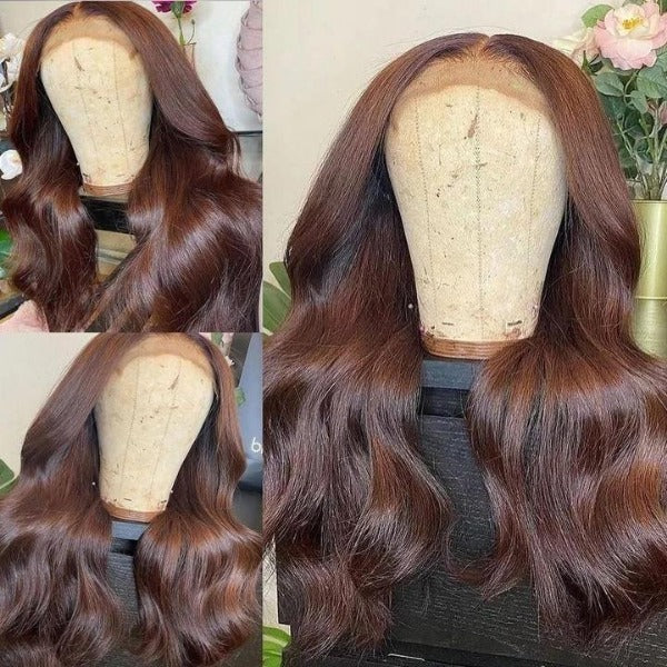 #2 Wigs Chocolate Color 13x4 4x4 Human Virgin Hair Lace Front Wigs Body Wave Hair Straight Hair Water Wave Hair
