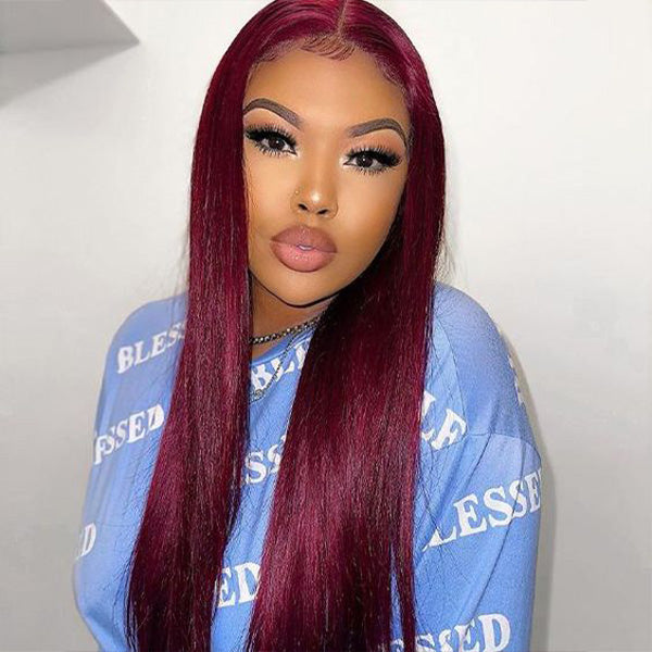 burgundy red color buss down wig