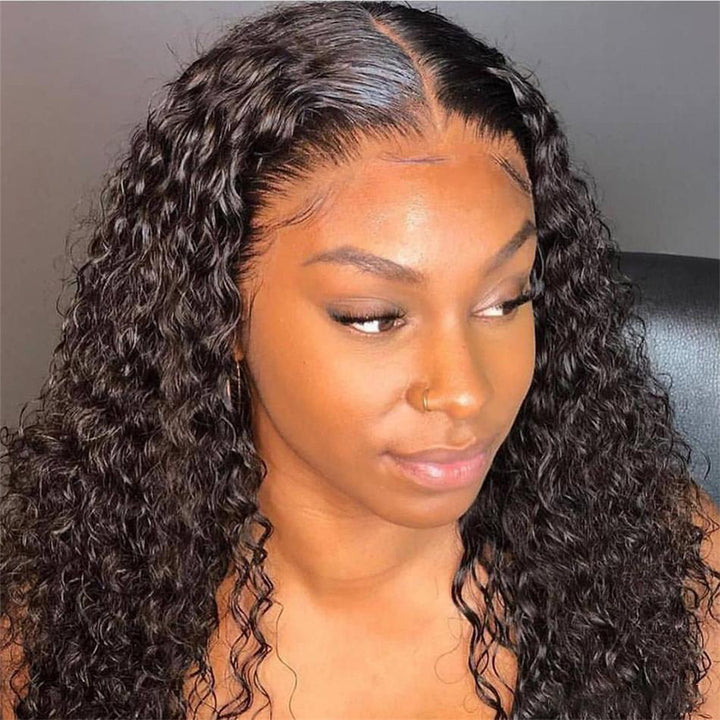 5x5 Lace Closure Wigs Kinky Curly 12A Grade Human Hair Preplucked Wigs with Baby Hair