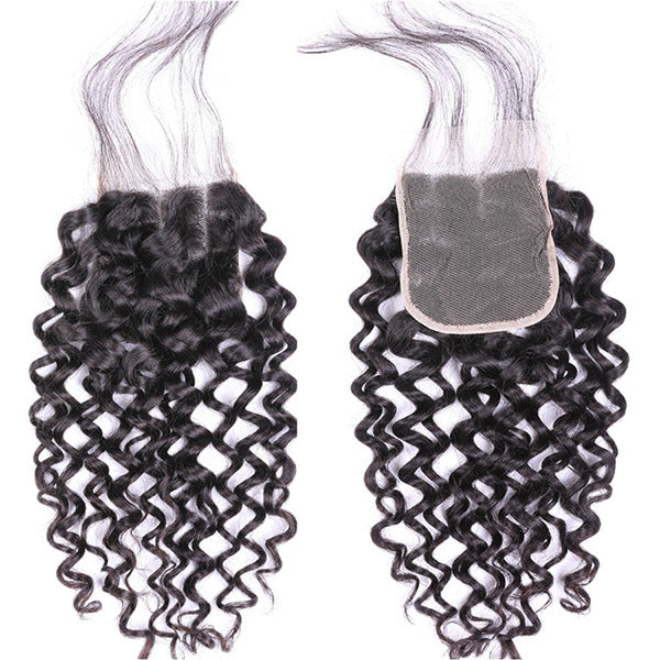 100% Virgin Human Hair 4x4 5x5 Swiss Lace Closure 6 Hair Texture Natural Black -OQHAIR