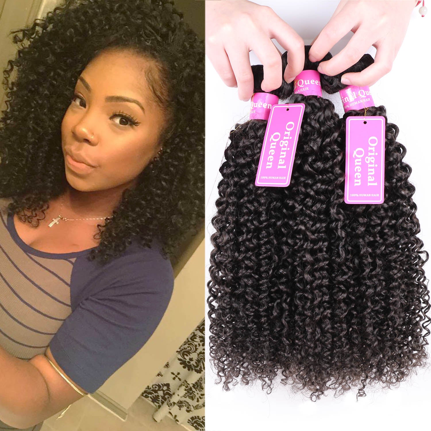 kinky curly virgin human hair bundles