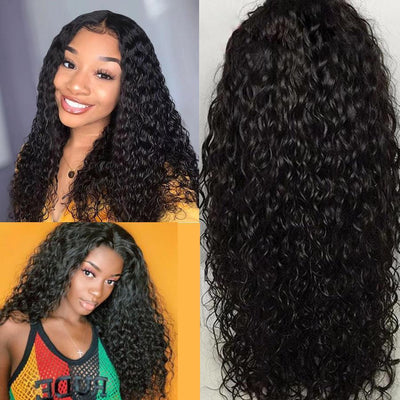 Curly Human Hair HD Lace Front Wigs Peruvian Virgin 13x6 Transparent Lace Water Wave Wigs -OQHAIR