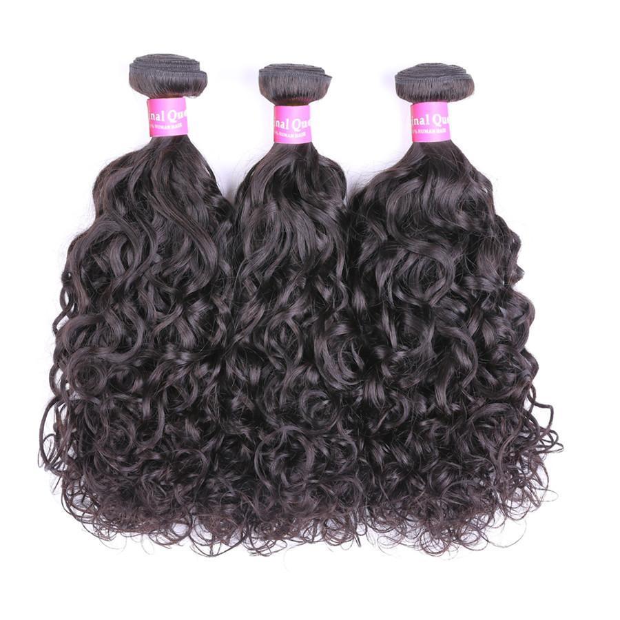 9A  Natural Wave Human Hair 3 Bundles with 4*4 Closure Natural Black -OQHAIR - ORIGINAL QUEEN HAIR