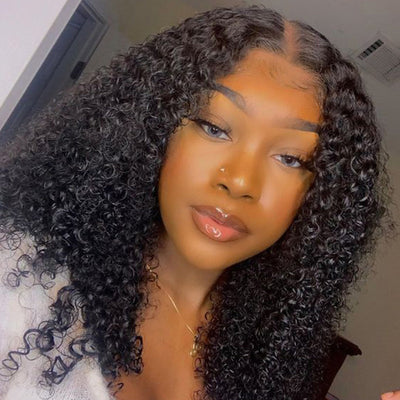 Lace Front Wigs T-part Kinky Curly Wigs 6Inches Deep Middle T Part Wigs Pre-plucked Natural Hairline Human Hair Wigs - ORIGINAL QUEEN HAIR