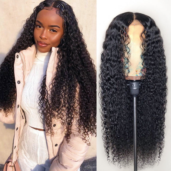 Kinky Curly Human Hair Wigs For Women Jerry Curly 4x4 Lace Closure Wig Prelucked Hairline