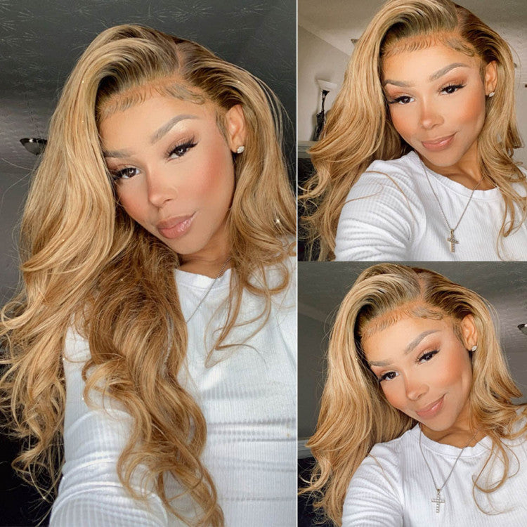 Honey Blonde #27 Color Preplucked 13x4 4x4 Lace Front Wigs