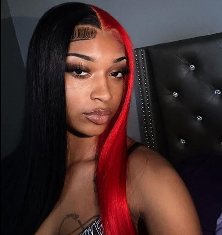 Red wig on black girl on sale