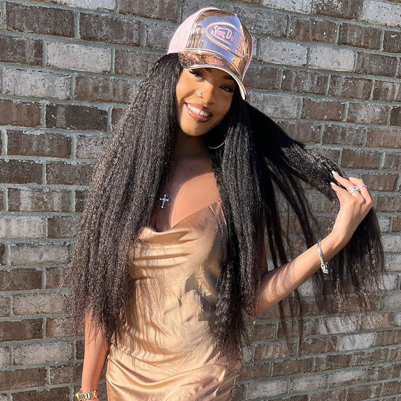 5x5 Kinky Straight Human Hair Pre-plucked Lace Closure Wigs Lace