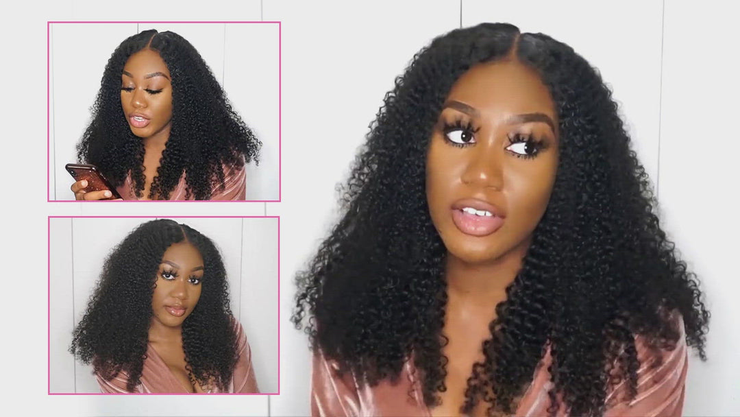 Kinky Curly Human Hair Wigs For Women Jerry Curly 4x4 Lace Closure Wig Prelucked Hairline