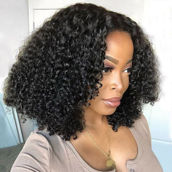 Kinky Curly Pre Cut HD Lace Short Bob Wig Wear Go Glueless Wigs