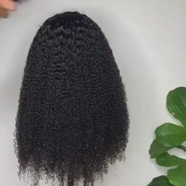 Afro Curly 4x4 Lace Closure Wigs Preplucked Human Hair Skin Melt Lace Wigs for Women