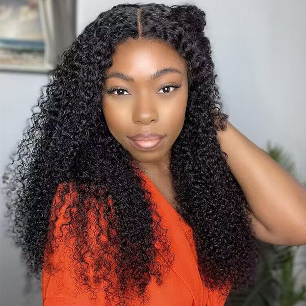 Most Natural Type 4 Hairline Undetectable 13x4 HD Lace Front Wigs with Curly Edges Human Hair Wigs