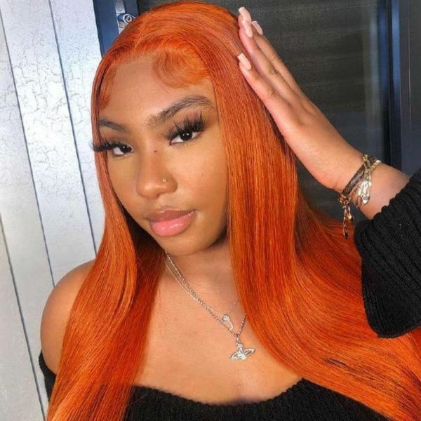 4x4 13x4 Lace Closure Wigs Straight Ginger Orange Human Virgin Hair Preplucked Lace Front Wigs with Baby Hair - ORIGINAL QUEEN HAIR