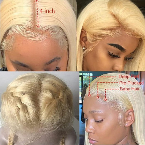 613 Blonde Straight Lace Front Wigs Pre Plucked